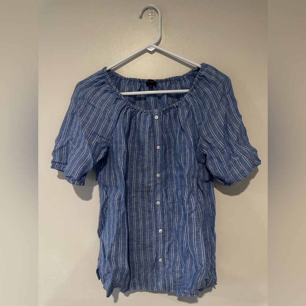Talbots Blue and White Striped Blouse
